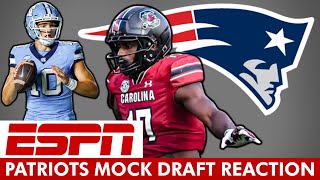 Patriots Mock Draft Reaction From ESPN’s 2Round 2024 NFL Mock Draft Ft Drake Maye amp Xavier Legette [upl. by Adalai109]