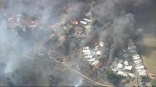 Winddriven flames engulf several homes in Riverside Countys Calimesa I ABC7 [upl. by Aneehsirk]