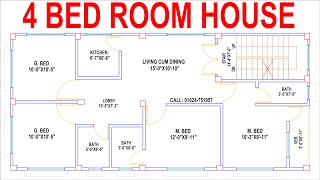 HOUSE PLAN DESIGN  EP 41  1000 SQUARE FEET 4 BEDROOMS HOUSE PLAN  LAYOUT PLAN [upl. by Sitoiyanap42]