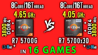 Ryzen 7 5700G vs Ryzen 7 5700x3D Test in 16 Games or R7 5700G vs R7 5700x3D [upl. by Kcirdahs]