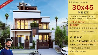 3D House Design  30x45 House Plan  4 BHK  1350 Square Feet  3045 House Design  HouseDoctorZ [upl. by Woodley]