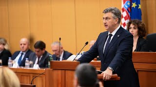 PVRH Plenković na predstavljanju Godišnjeg izvješća o radu Vlade RH u Hrvatskom saboru 24102023 [upl. by Nylhtiak734]