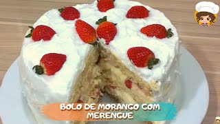 BOLO DE MORANGO COM MERENGUE  MIL DELÍCIAS NA COZINHA [upl. by Lledrev765]