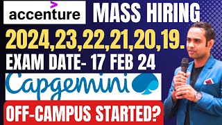 🔴Accenture Biggest Hiring 20242019  Exam Date1702  Capgemini Offcampus hiring [upl. by Aelahs]