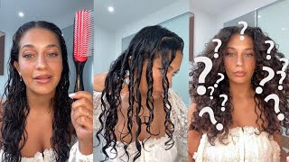 Testing TikTok Denman Brush Spiral Curly Hair Routine [upl. by Morrissey]