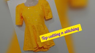 HIGH LOW TOP CUTTING N STITCHING ✨️ viralvideo shorts clothingdesign selfdesigned shortvideo [upl. by Arorua]