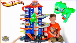 Escape The Chasing T Rex New Hot Wheels City Ultimate Garage BIGGEST HOT WHEELS TRACK EVER [upl. by Eirojam]