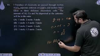 3 Faradays of electricity are passed through molten Al2O3 aqueous solution of CuSO4 and molten [upl. by Keryt82]