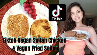 Trying Viral Tiktok Seitan  Vegan Fried Seitan chicken [upl. by Vanessa505]