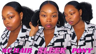 EASY Sleek Ponytail Tutorial on Natural Hair using Crotchet Hair [upl. by Aretse593]