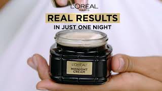 LOreal Paris Midnight Cream  Real Results in Just One Night [upl. by Derdlim459]