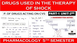 Drugs used in therapy of shock complete  Part 1 Unit 2  pharmacology 5th sem [upl. by Wivinah]