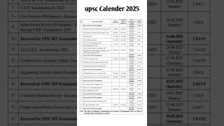 Upsc Calender 2025 upsc [upl. by Ratcliff]