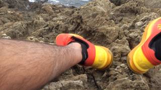 Deflated Nike air max 2013 quotsunset packquot with nike elite socks on feet rocky sea coast  part 5 [upl. by Ardnahc]