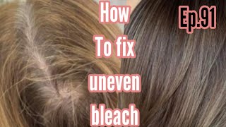 how to fix uneven bleach hair at home ep91 [upl. by Yrogerg546]