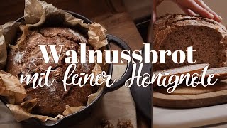 Walnussbrot mit feiner Honignote  fein würzig ohne kneten und so lecker  Vollkornbrot ohne Kneten [upl. by Silvano]