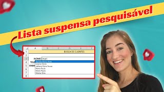 LISTA SUSPENSA COM PESQUISA AUTOMÁTICA NO EXCEL Validação de dados  SEM VBA [upl. by Notsuoh]