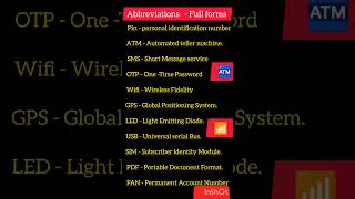 quotTop 10 Daily Use Abbreviations You Need to Know  Quick amp Easy Guidequot abbreviation fullform yt [upl. by Berck478]