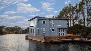 Floating Villa på Holmen ved Bjorøy Floatingvilla flytendebolig Bjordøy [upl. by Ahsilif]