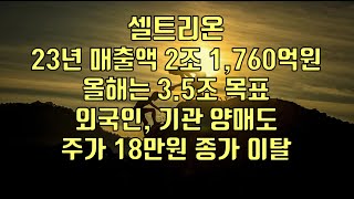 주식  셀트리온 23년 매출액 2조 1760억원 올해는 35조 목표 외국인 기관 양매도 주가 18만원 종가 이탈 [upl. by Nyrat]