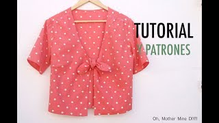 Aprender a coser Blusa de mujer anudada patrones gratis [upl. by Nomde]