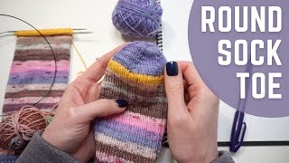 Round Sock Toe  StepbyStep Knitting Tutorial  Knitting House Square [upl. by Avehsile]