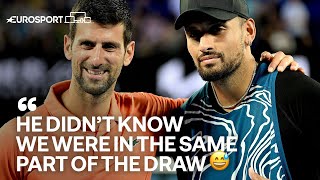 quotThe romance ends that nightquot😅 Kyrgios and Djokovic on a potential AO clash  Eurosport Tennis [upl. by Tertius]