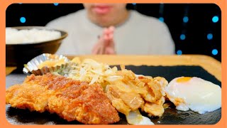 Eating sounds  Eat Tonkatsu set meal【ASMR】 [upl. by Nhor]