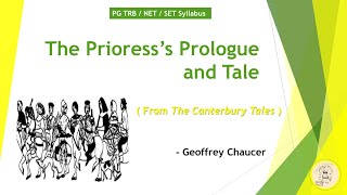 The Prioresss Prologue and Tale  The Canterbury Tales  Geoffrey Chaucer  PG TRB NET SET Tamil [upl. by Nolrev727]