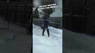 Delivery driver helps an elderly woman shovel her driveway 👏 jumpmanbostic [upl. by Jac499]