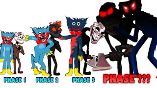 FNF comparison Battle Poppy Playtime Huggy Wuggy amp MrTrololo  ALL Phases of FNF Animation [upl. by Valleau]