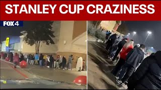 Starbucks pink Stanley cups Shoppers line up at North Texas Targets overnight for popular tumbler [upl. by Cherye150]