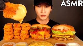 ASMR CHEESY SPICY CHICKEN NUGGETS CHICKEN SANDWICH TRIPLE CHEESEBURGER MUKBANG No Talking [upl. by Joly]