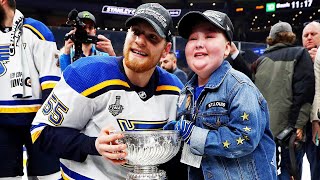 11YearOld St Louis Blues Superfan Kisses Stanley Cup [upl. by Enaenaj670]