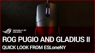 ROG PUGIO and GLADIUS II quick look from ESLoneNY 2017 [upl. by Gabriellia]