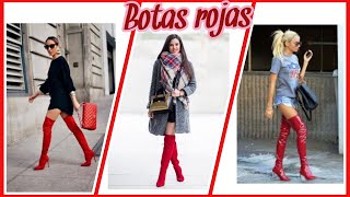 📌Botas RojasOpciones de cómo combinar tus botas en color Rojo ♥️Red bootMundoModaenRevista [upl. by Umeko787]