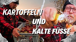 Übernachtung in der Knüppeldachhütte  SurvivalDully macht Feuer mit Feuerstahl  Ernte im Herbst [upl. by Cheatham408]