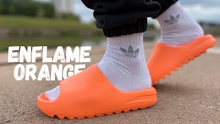 WTF Did They Do To These Yeezy Slide Enflame Orange Review amp On Foot [upl. by Cad]