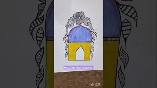 Mosque with Amazing outline quran art drawing viralshort mosque masjid mesquita shorts yt [upl. by Weinrich]