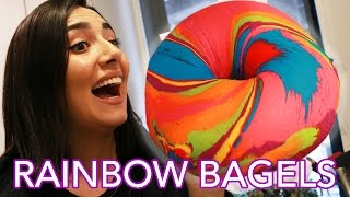 We Tried Instagram Rainbow Bagels • Saf amp Tyler [upl. by Lorain]