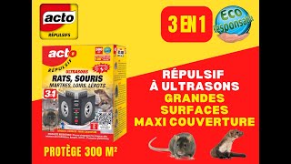 ACTO RUS11  Répulsif à ultrasons 3 en 1  Grandes surfaces  rats souris martres loirs lérots [upl. by Dannie]