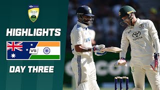 Australia v India 202425  First Test  Day Three [upl. by Eilitan]