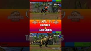 RINCHENIA VS TARBOSAURUS  JURASSIC WORLD THE GAME [upl. by Marve]