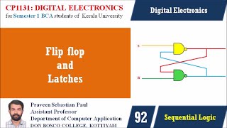 LECTURE 92 – DIGITAL ELECTRONICS –FLIP FLOP AND LATCHES  BCA SEM1 [upl. by Alam966]