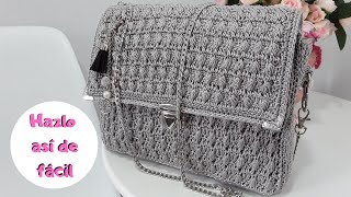 Cómo hacer un BOLSO a CROCHET  Tutorial FACILÍSIMO [upl. by Asnarepse]