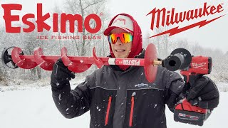 Eskimo Pistol Bit  Milwaukee Fuel M18 Drill  My Favorite Ice Fishing Auger Setup [upl. by Hulbert]