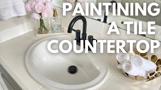 Painting A Tile Countertop  Zellige Tile Look  Moroccan Tile look [upl. by Neuberger674]