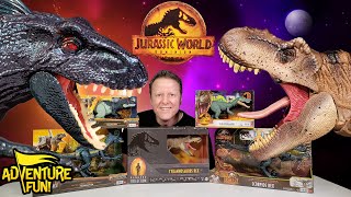 Jurassic World Dominion Dinosaur Toy Action Figures TRex amp Indoraptor Toy Review AdventureFun [upl. by Rialcnis]