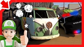 Police car Chase and Thief in car Police cartoon for children Kids story Handy Andy and Monster car [upl. by Amiarom]