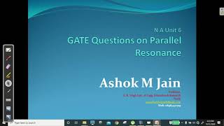 Network Analysis  GATE Questions on Parallel Resonance Circuit  Unit 610 [upl. by Corty]